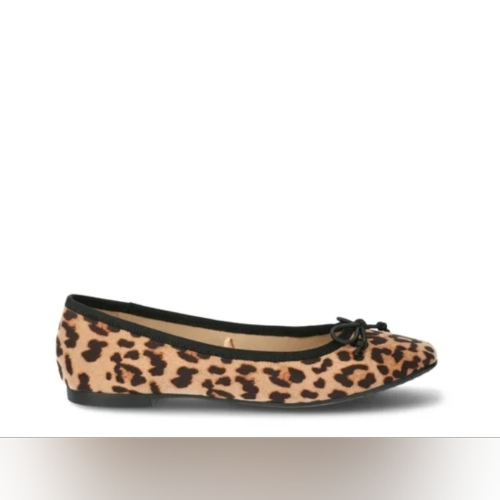 Time and Tru Women's Leopard Print String Bow Ballet Flats In Size 8.5 NWT - Picture 5 of 10
